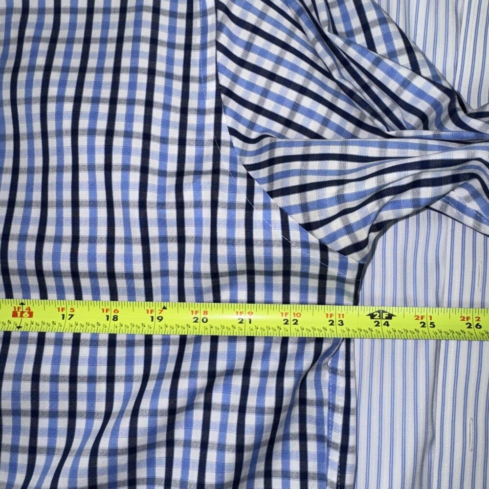 Lot of 2 Michael Kors Men’s Dress Shirt 16.5 32/33 Blue Plaid / Stripes - Picture 8 of 9